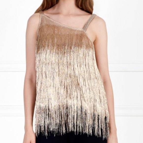 rachel zoe gold fringe dress